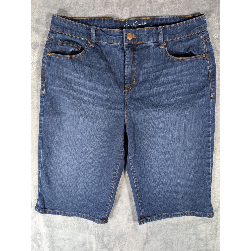 Gloria Vanderbilt Size‎ 12 Bermuda Shorts Dark Wash Slimming Effect Denim Blue